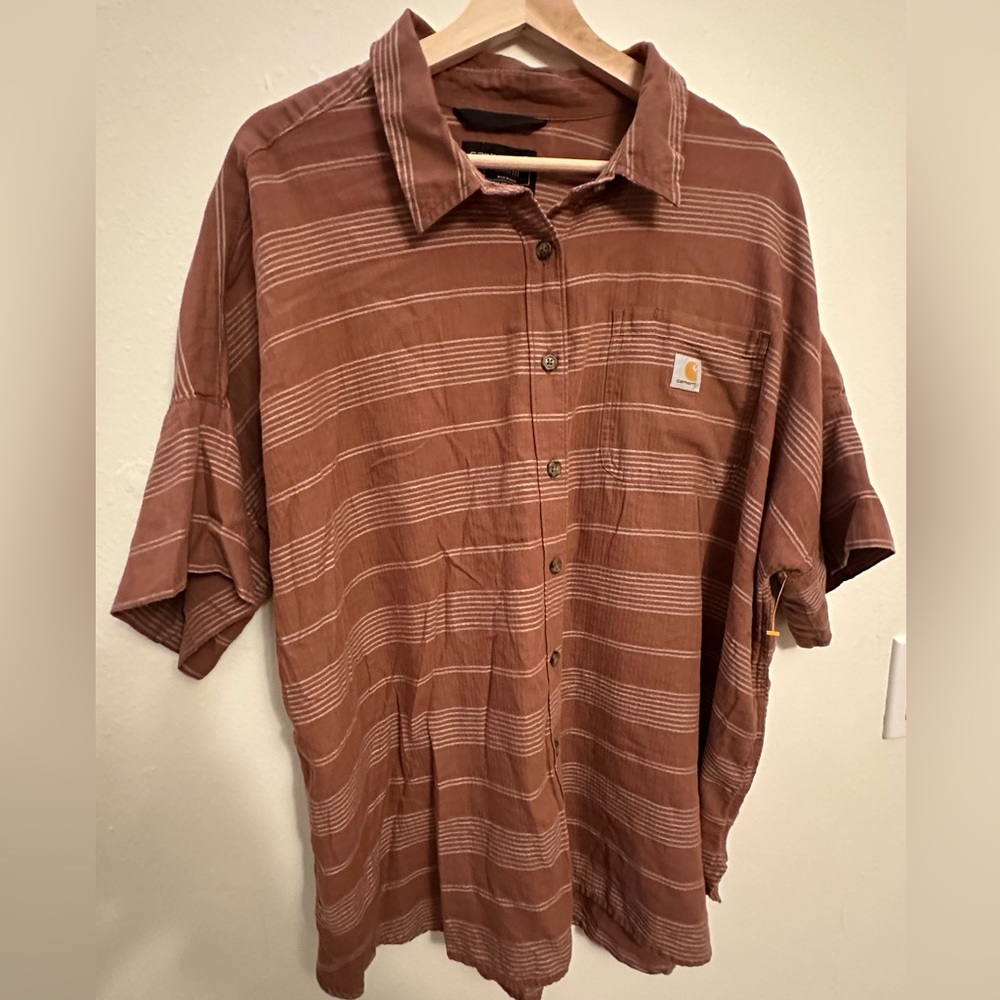 Carhartt Men's Casual Brown Striped Shirt 100% cotton size‎ 2XL
